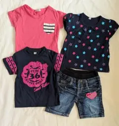 子供服まとめ売りTシャツとデニムショートパンツ4点セット