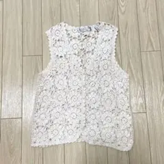 90s vintage KAREN SCOTT コットンクロシェニットベスト
