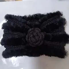 黒 花モチーフ ネックウォーマー