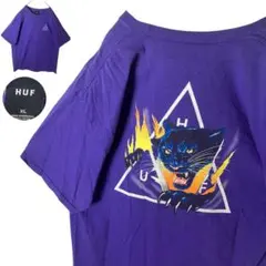HUFビッグアニマルプリント パープルカラーリングTシャツXLサイズ