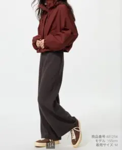 UNIQLO ウォームフリースストレートパンツ 丈短め Mサイズ ダークブラウン