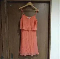 y2k フェアリーコア オレンジ ノースリーブ フリルミニワンピース