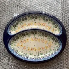ポーリッシュポタリー　仕切り付きプレート
