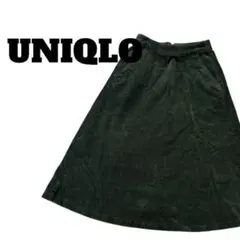 UNIQLO ダークグリーン コーデュロイ フレアスカート