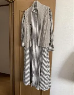 値下げ サマンサモスモス ストライプ長袖シャツワンピース