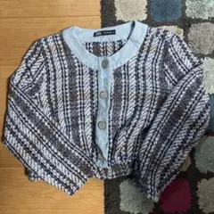 新品！ZARA ノーカラーショートツイードジャケット XL