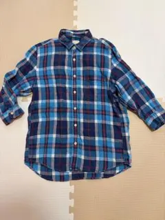 BACK NUMBER チェック柄シャツ メンズ M ブルー五分袖