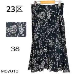 ★美品★23区 スカート 38 シフォン 花柄 総柄 透け感あり 夏 裏地付