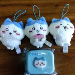 ちいかわ、ハチワレ、マスコットぬいぐるみ、コインポーチセット