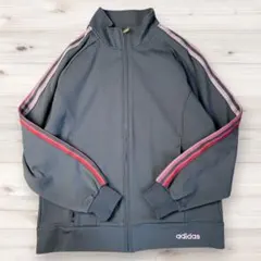 【美品】アディダス トラックジャケット S グレー ピンク 赤 スリーストライプ