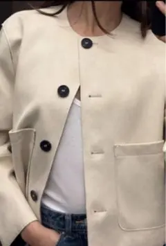 【完売商品】ZARA フェイクスエード ノーカラージャケット