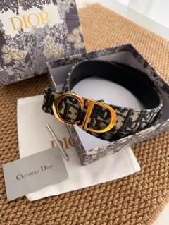 Christian Dior オブリーク ロゴバックル ゴールド金具 ベルト