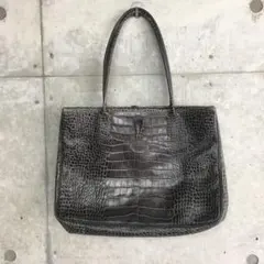 ロンシャンダークグレー クロコダイル風 トートバッグ