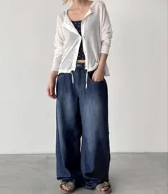 CANAL JEAN El mar ドローストリングシアーカーディガン
