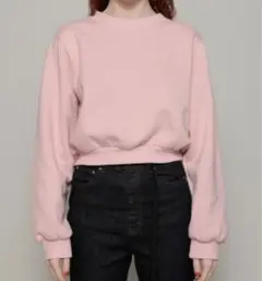 ピンク クロップドスウェット トレーナー
