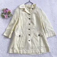 【レリアン】 リネン混 チュニック シャツ 9号 イエロー 光沢 キレイめのサムネイル