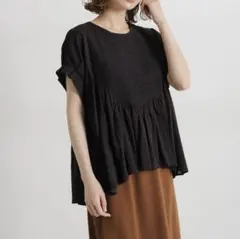 studio CLIP フロント刺繍ハーフスリーブブラウスのサムネイル