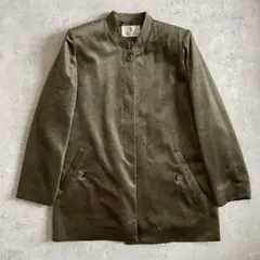 セール中⭕️【一点物感✨】春先、秋冬◎ベロア ノーカラージャケット レトロ 古着