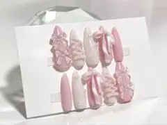 ♥︎現品♥︎ ネイルチップ量産地雷ピンクy2kフレンチガーリーワンホンちゅるんスナ系