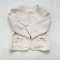 ノーカラージャケット ベージュ 7分袖のサムネイル