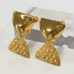 Vintage リボンモチーフ ゴールドイヤリング 日本製