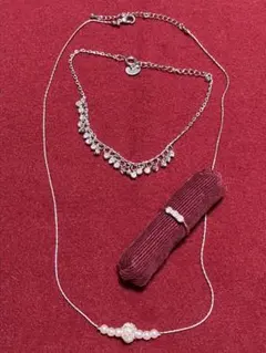 パール風ビーズクリスタルネックレス