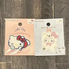 サンリオ セリア　ふわふわスノー パイルワッペン ハローキティ