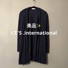イッツインターナショナル　ネイビー　紺　ロングカーディガン　シンプル　Fサイズ