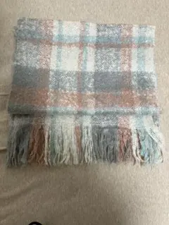 チェック柄フリンジマフラー