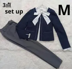 セレモニーコーデ セットアップ フォーマル ママスーツ 卒入学 3点セット M