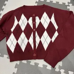 値下げ　GRL ダイヤモンド柄カーディガン バーガンディ