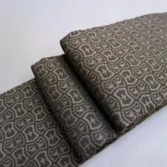 M09-2 アンティーク・レトロ 正絹 男物 角帯 黒茶系 紋織