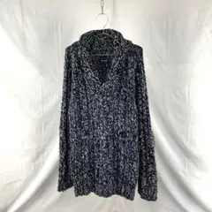 ザラヤング ウール混 ケーブルニット メランジ ショールカラー エルボーパッチのサムネイル