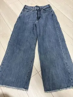 ワイドデニムパンツ ライトインディゴ Sサイズのサムネイル