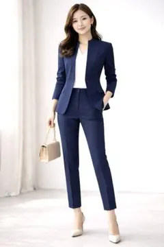 【極美品】ZARA パンツスーツ 34 ネイビー フォーマル セットアップ