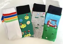 新品　カジュアル　遊び心　ゴルフ柄膝丈　レッグウェア　キャラ　スニーカー　靴下