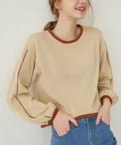 idem piping volume sleeve knit 配色ニットトップスのサムネイル