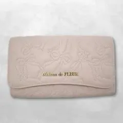 メゾンドフルール リボンキルティング ロングウォレット 長財布 ピンク