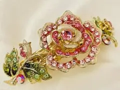 【値下げ中】ピンク色薔薇　ローズ　髪飾り  バレッタ　浴衣　着物　成人式