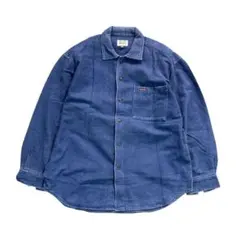7AS5【90's BLUE WAY】日本製　デニムシャツ　ブルー 厚手　古着