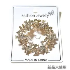 ブローチ ラインストーン フラワーリース ゴールド 入学式 卒業式 結婚式