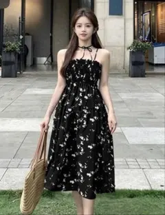 SHEIN 花柄 シャーリング キャミワンピース 小花柄