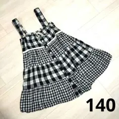 140 ガール　キッズ　ワンピース　チェック　ジャンスカ　秋　冬　綿　コットン