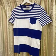 早い者勝ち　MONCLER 青白ストライプ Tシャツ