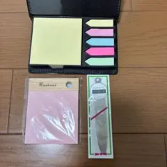 新品　付箋セット2種　ボックス入付箋　針葉樹ホルダー　ペーパーナイフ　まとめ売り