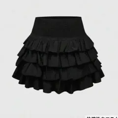 SHEIN スカート フリル付きブラックミニスカート