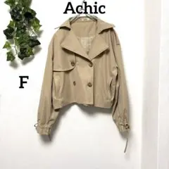 美品Achic ◇ショートトレンチジャケット ベージュ ダブルボタン フリーのサムネイル