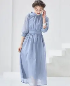 【着画あり】ワンピース ドレスプラス ブルーグレー M