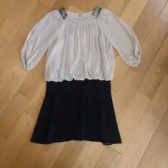 バイカラー ビジュードレス サイズM