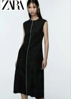 【ZARA】フェイクスエード ミディワンピース オールファスナー
